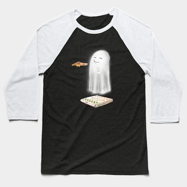 Pizza Ghost Baseball T-Shirt by AJIllustrates